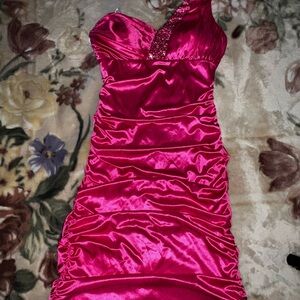 Elegant Pink Satin Dress